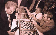 Pelts faced World Champion Garry Kasparov in a three game speed chess match